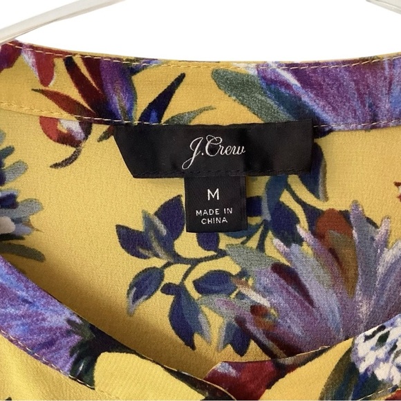 J. Crew Women’s Size Medium Golden Floral Silk Pleated Blouse Gold - Picture 6 of 9